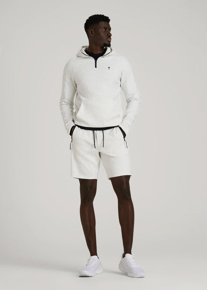American Tall Men Tech Motion Fleece Shorts for Tall Men in Heather Frost