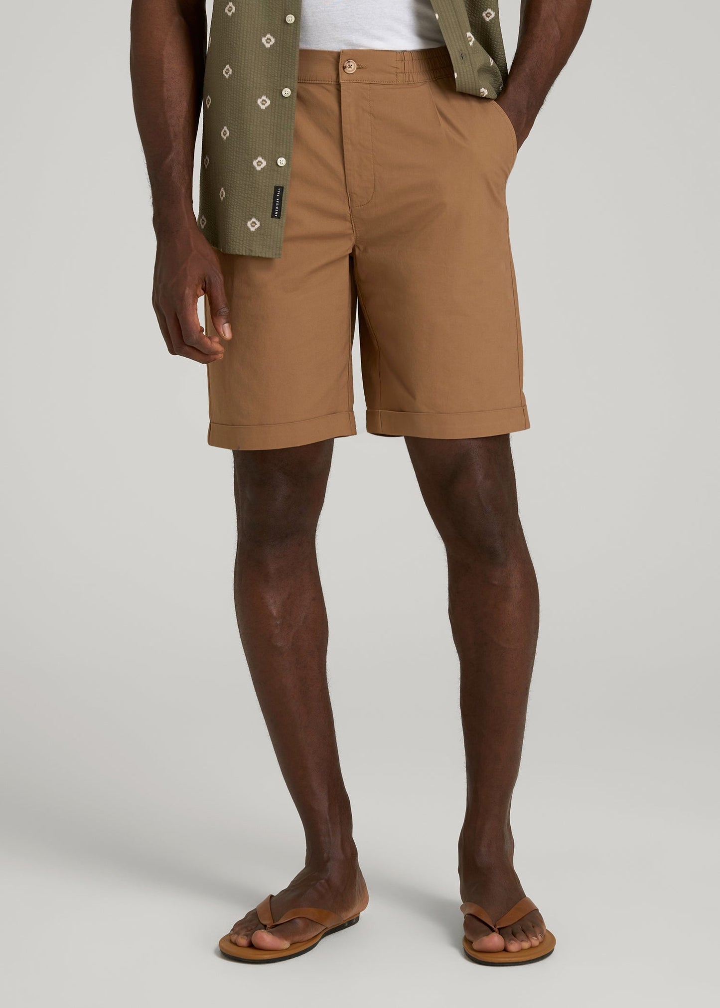American Tall Men Bermuda Shorts for Tall Men in Russet Brown