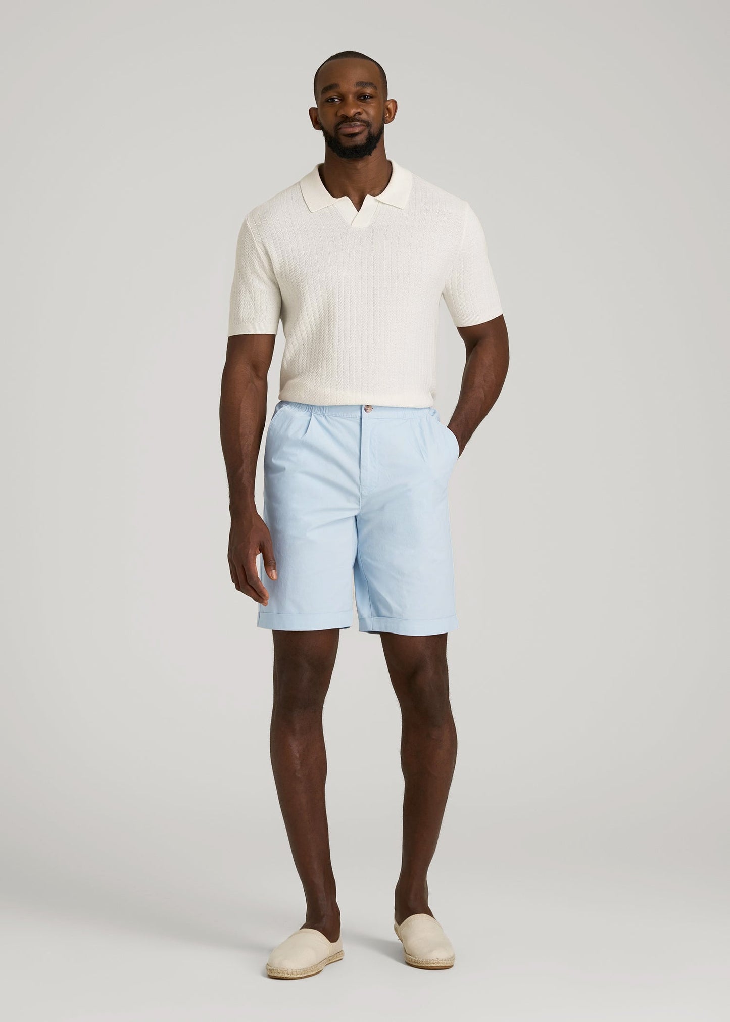 American Tall Men Bermuda Shorts for Tall Men in Ice Blue
