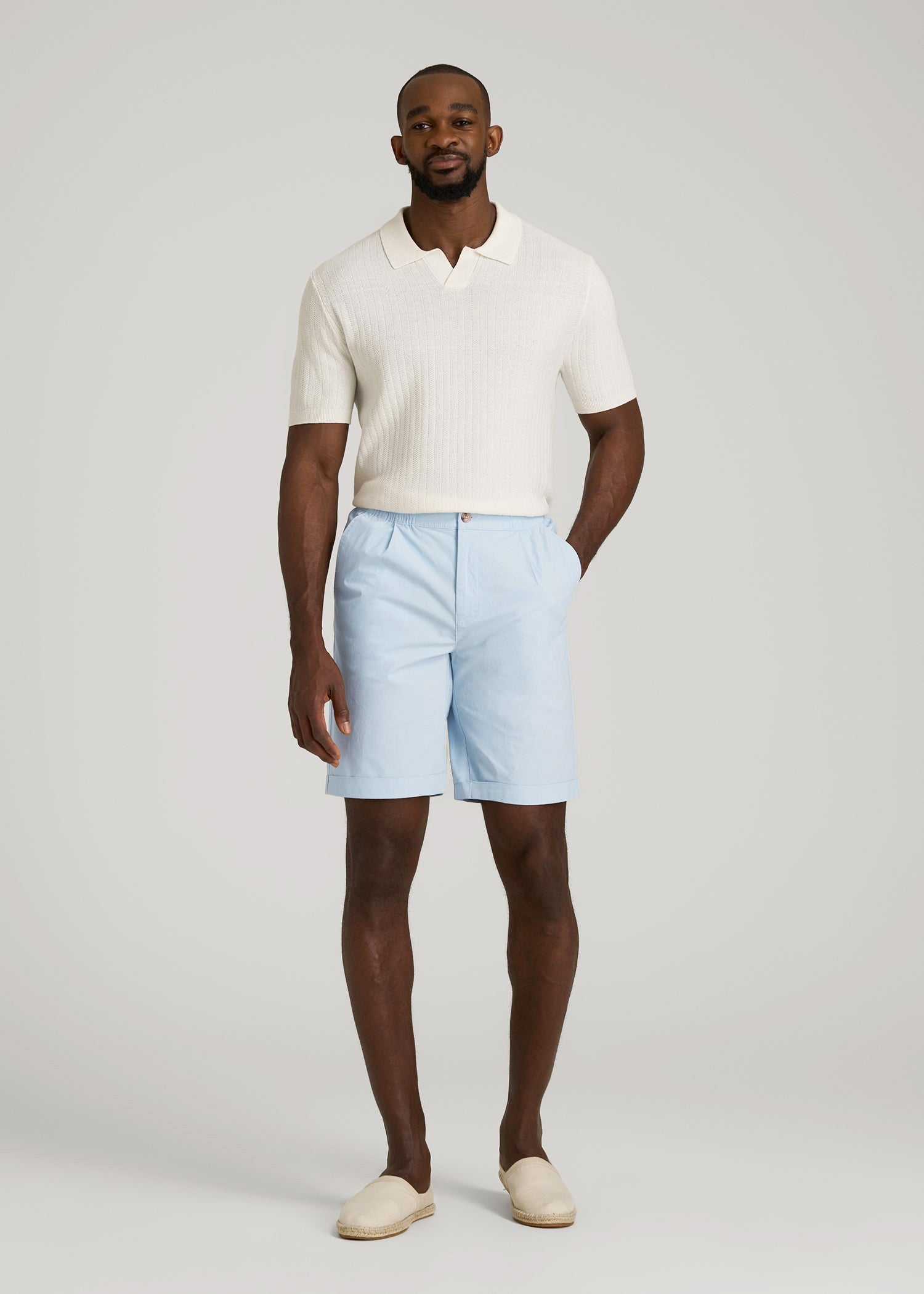 American Tall Men Bermuda Shorts for Tall Men in Ice Blue