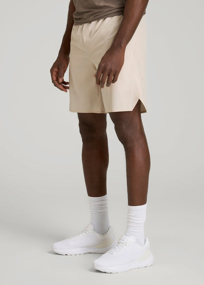 American Tall Men 2-in-1 Featherweight Running Short for Tall Men in Light Stone