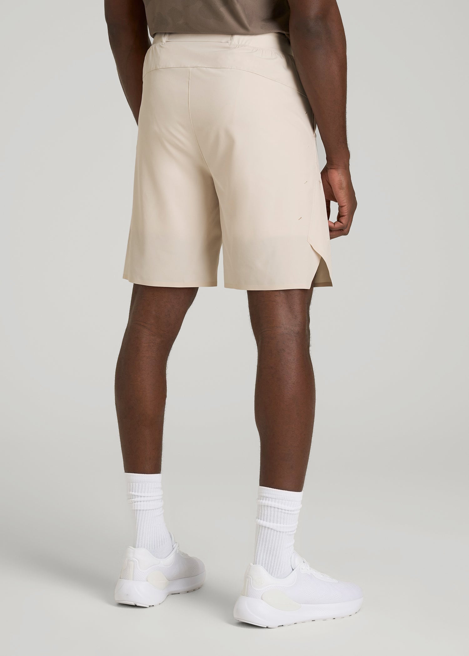 American Tall Men 2-in-1 Featherweight Running Short for Tall Men in Light Stone