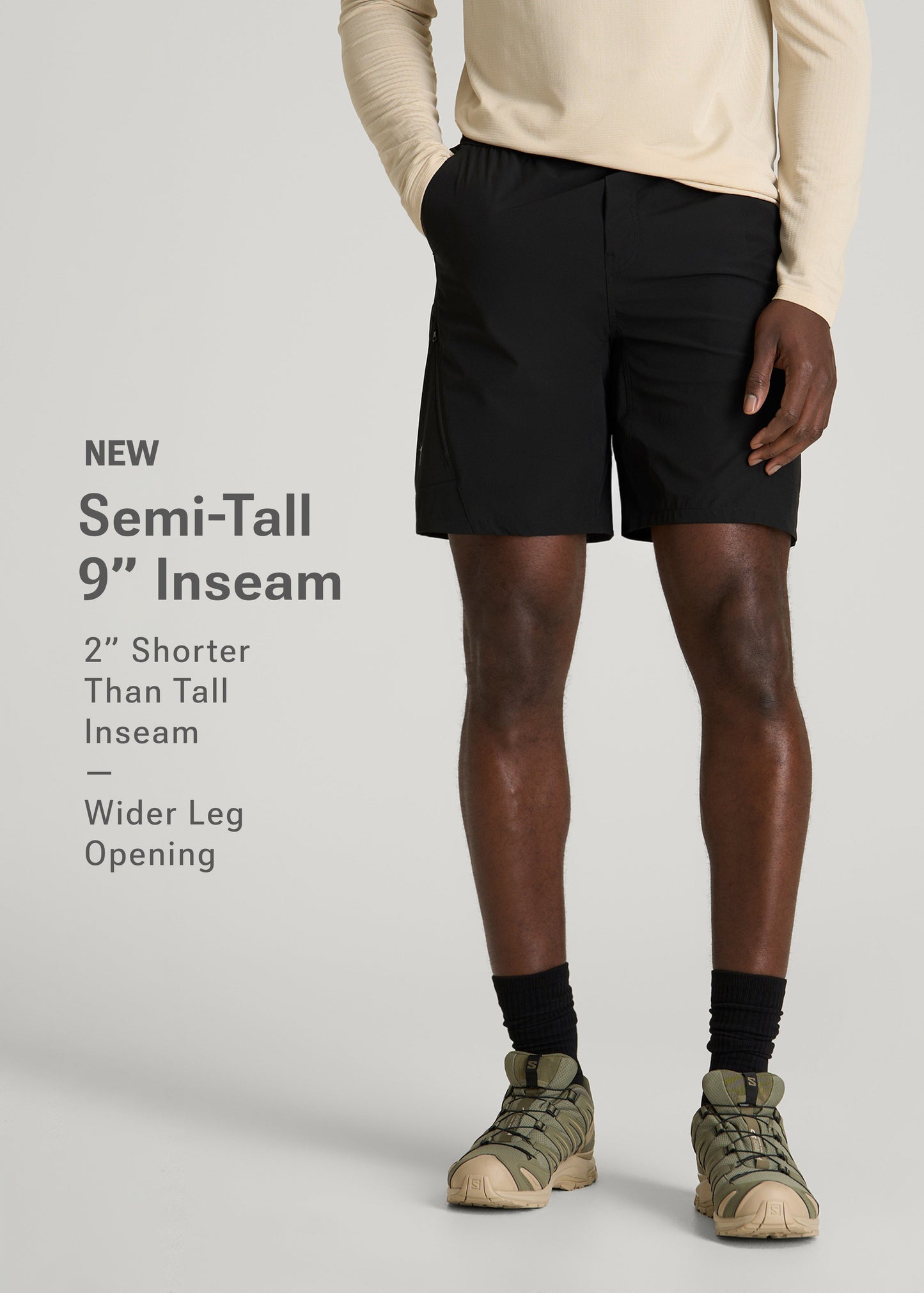 American Tall Men 10 Pocket Hiking Short for Tall Men in Black