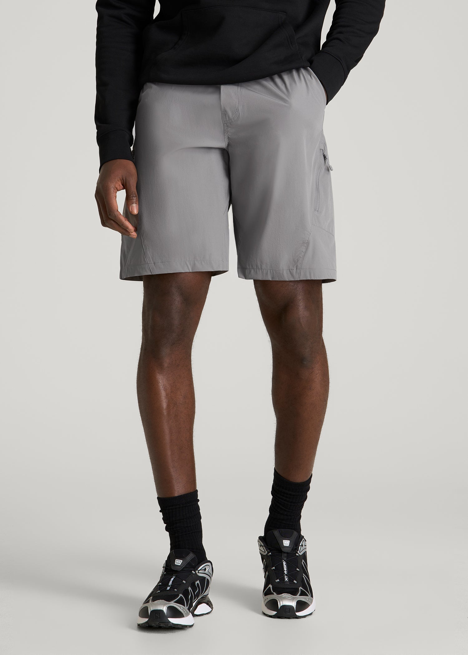 American Tall Men 10 Pocket Hiking Short for Tall Men in Pebble Grey