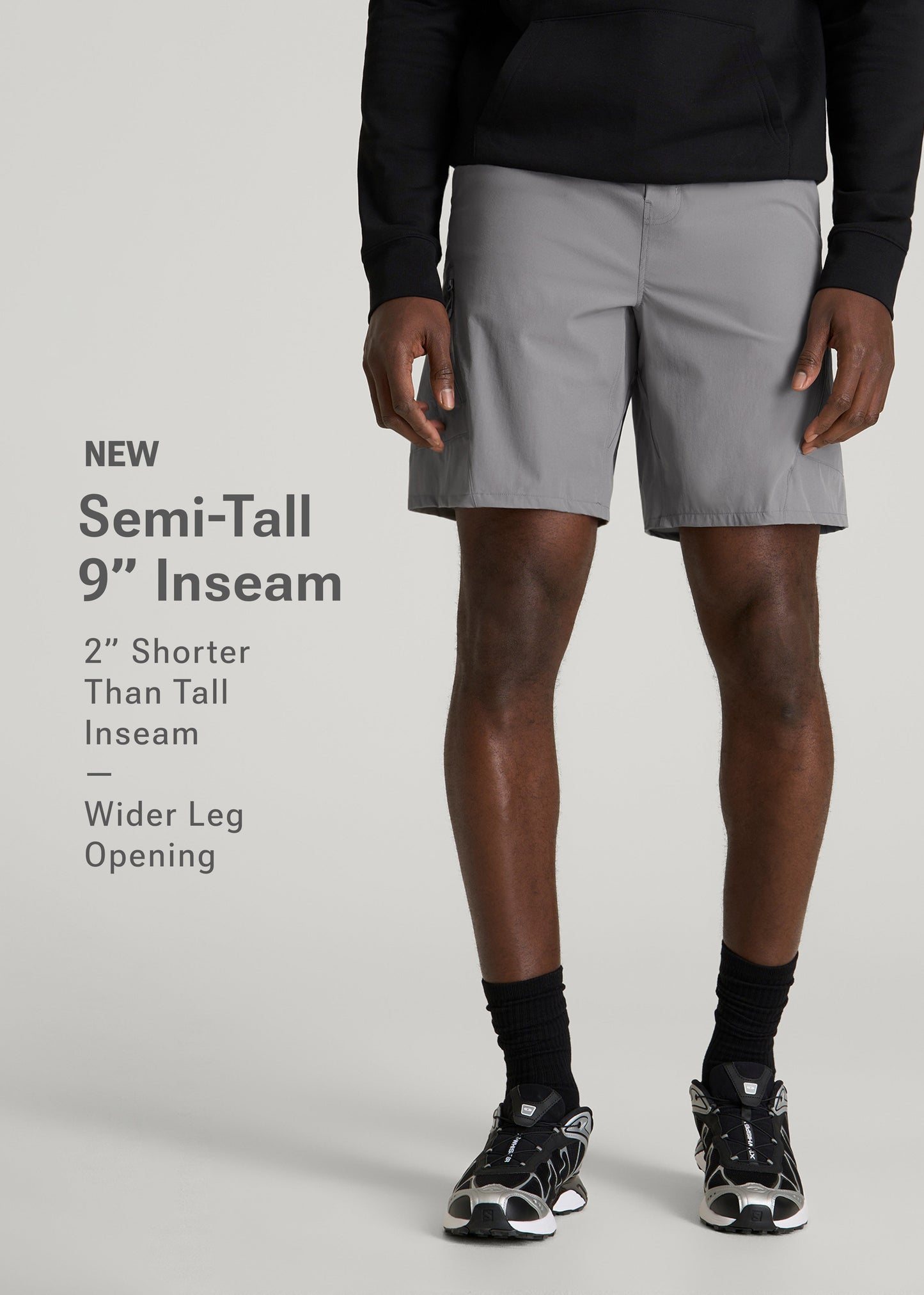 American Tall Men 10 Pocket Hiking Short for Tall Men in Pebble Grey