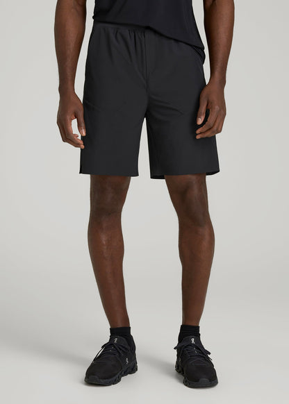 American Tall Men 2-in-1 Featherweight Running Short for Tall Men in Black