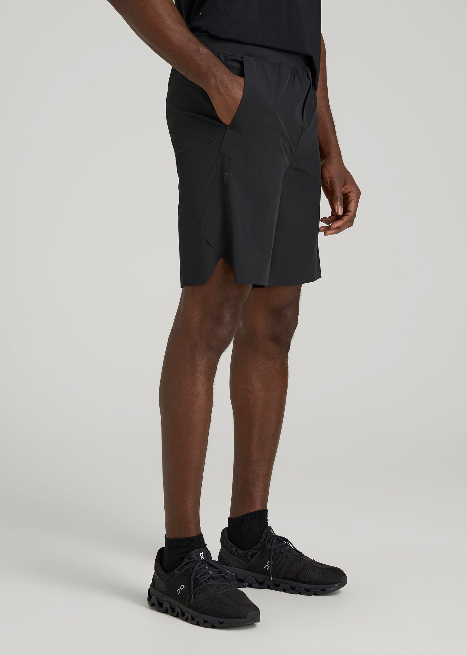 American Tall Men 2-in-1 Featherweight Running Short for Tall Men in Black