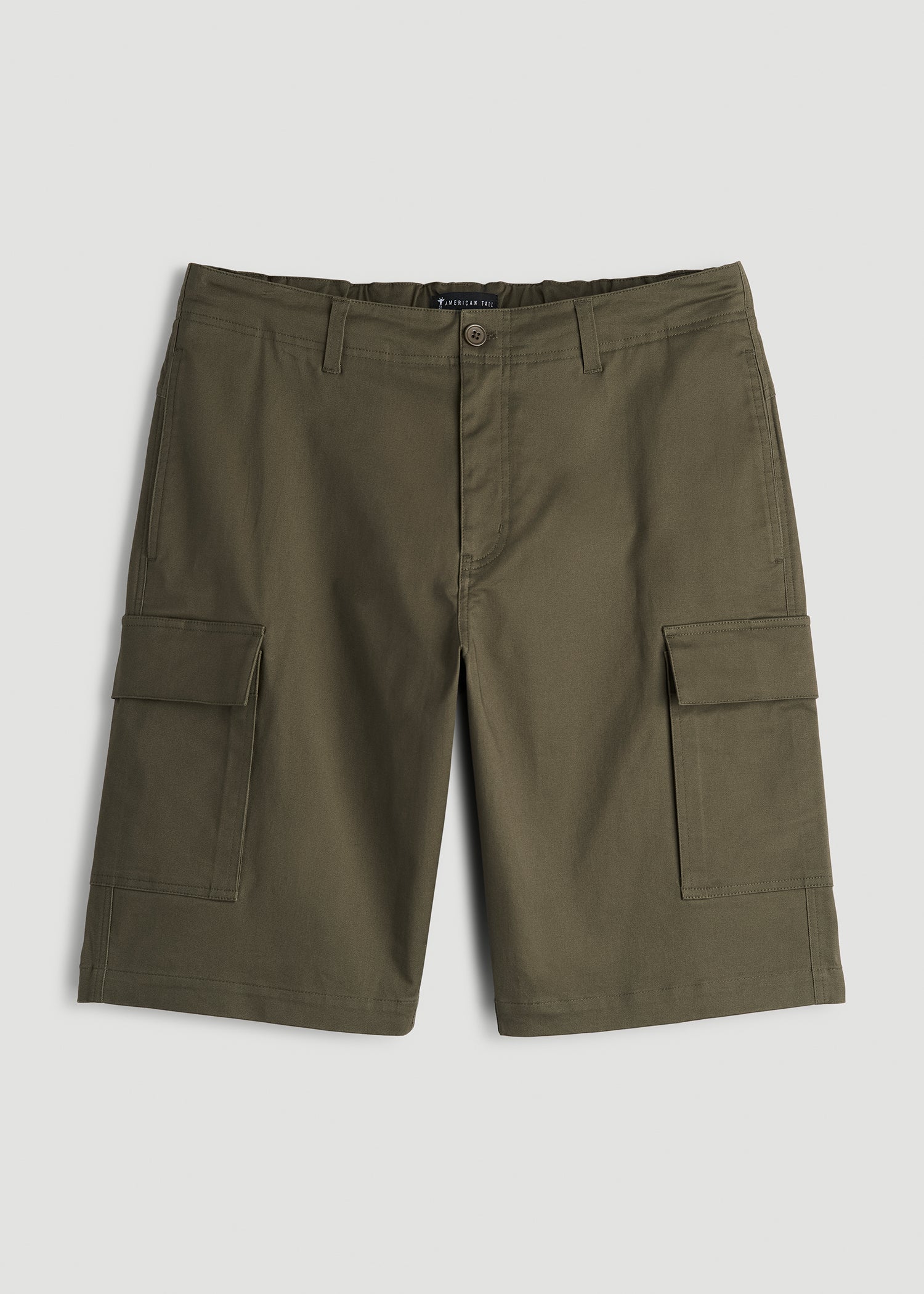 American Tall Men Stretch Twill Cargo Shorts for Tall Men in Dark Moss Green