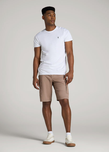 American Tall Men Stretch Twill Cargo Shorts for Tall Men in Dark Sand