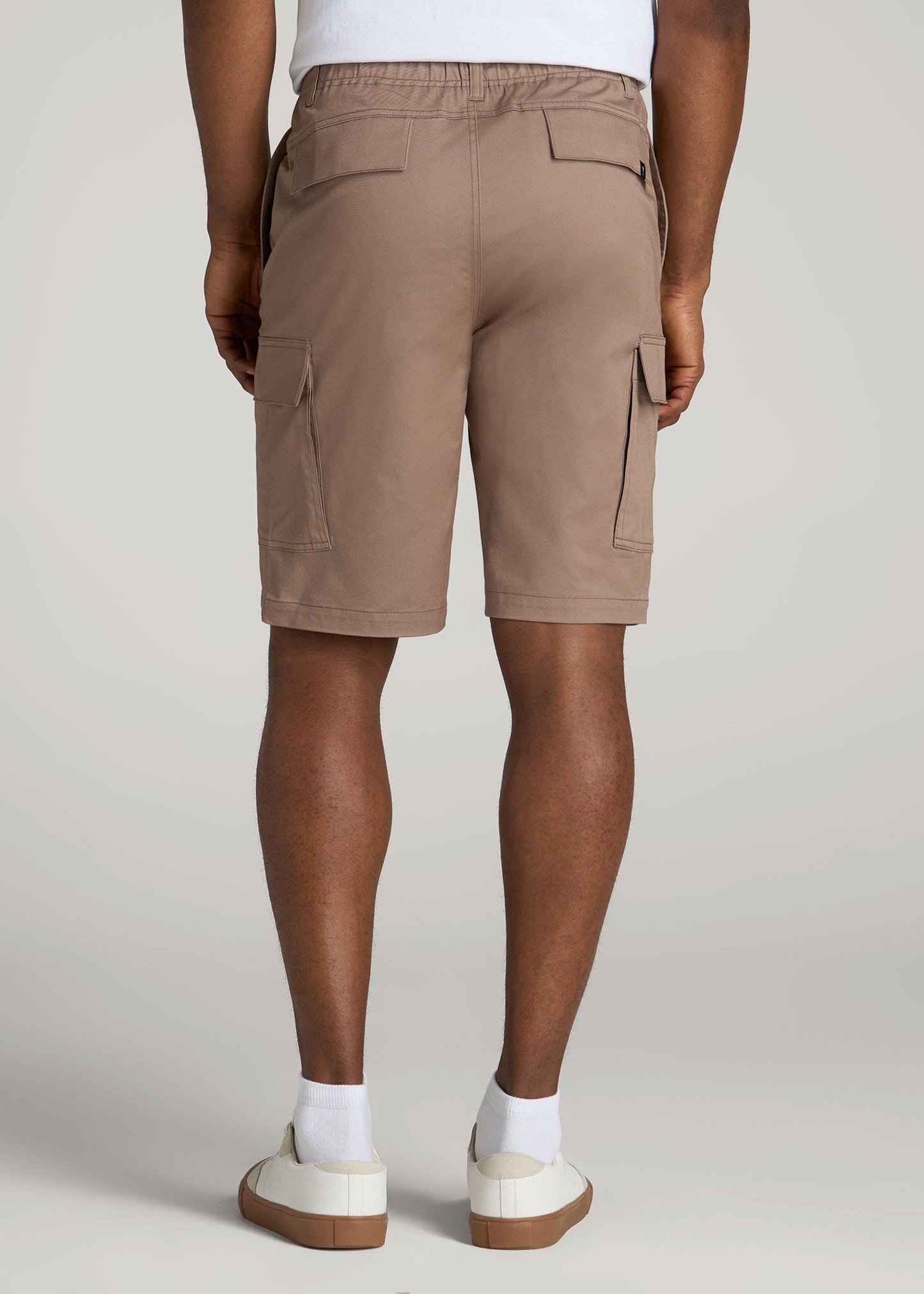 American Tall Men Stretch Twill Cargo Shorts for Tall Men in Dark Sand