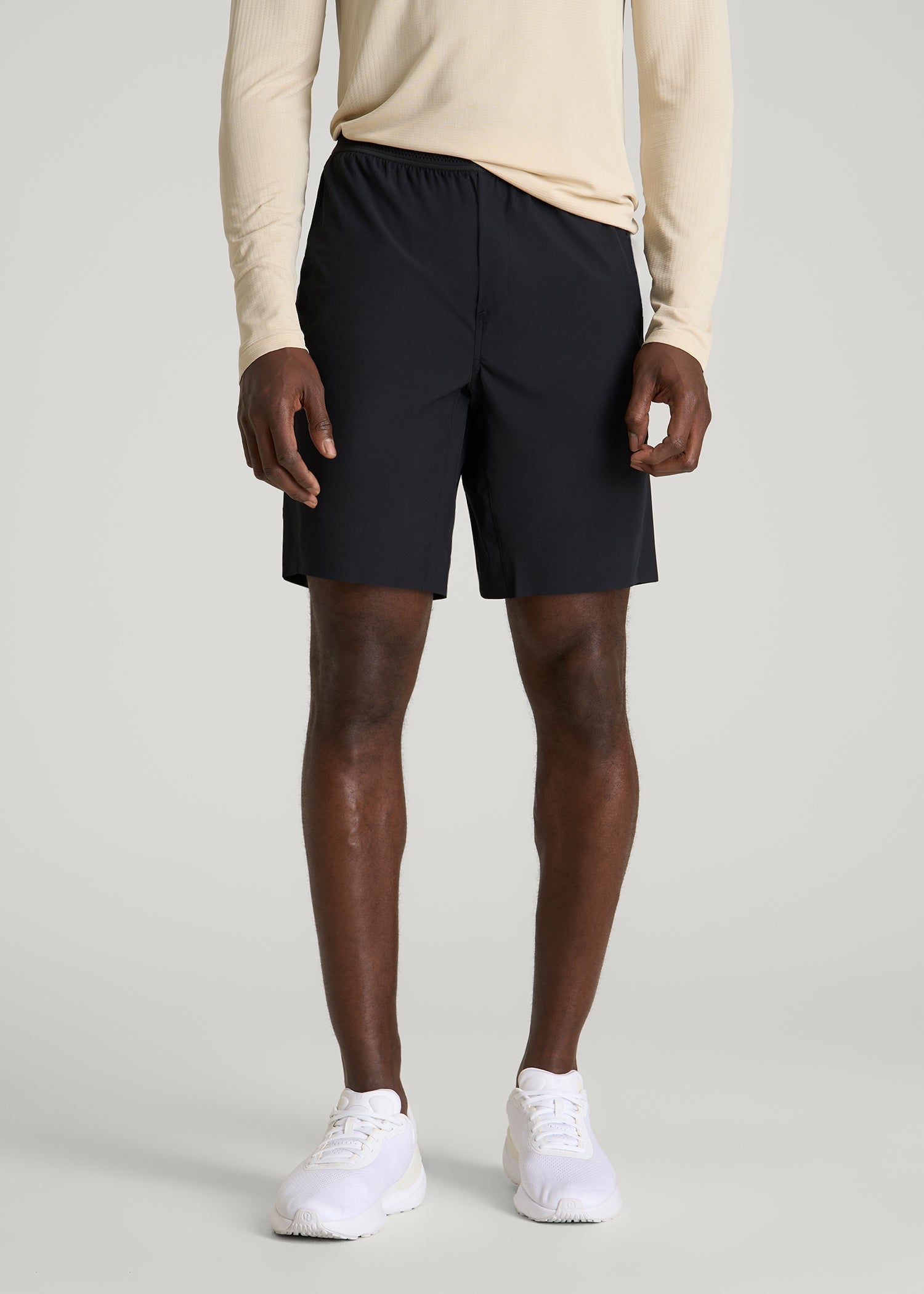 American Tall Men Featherweight Perforated Training Shorts for Tall Men in Black
