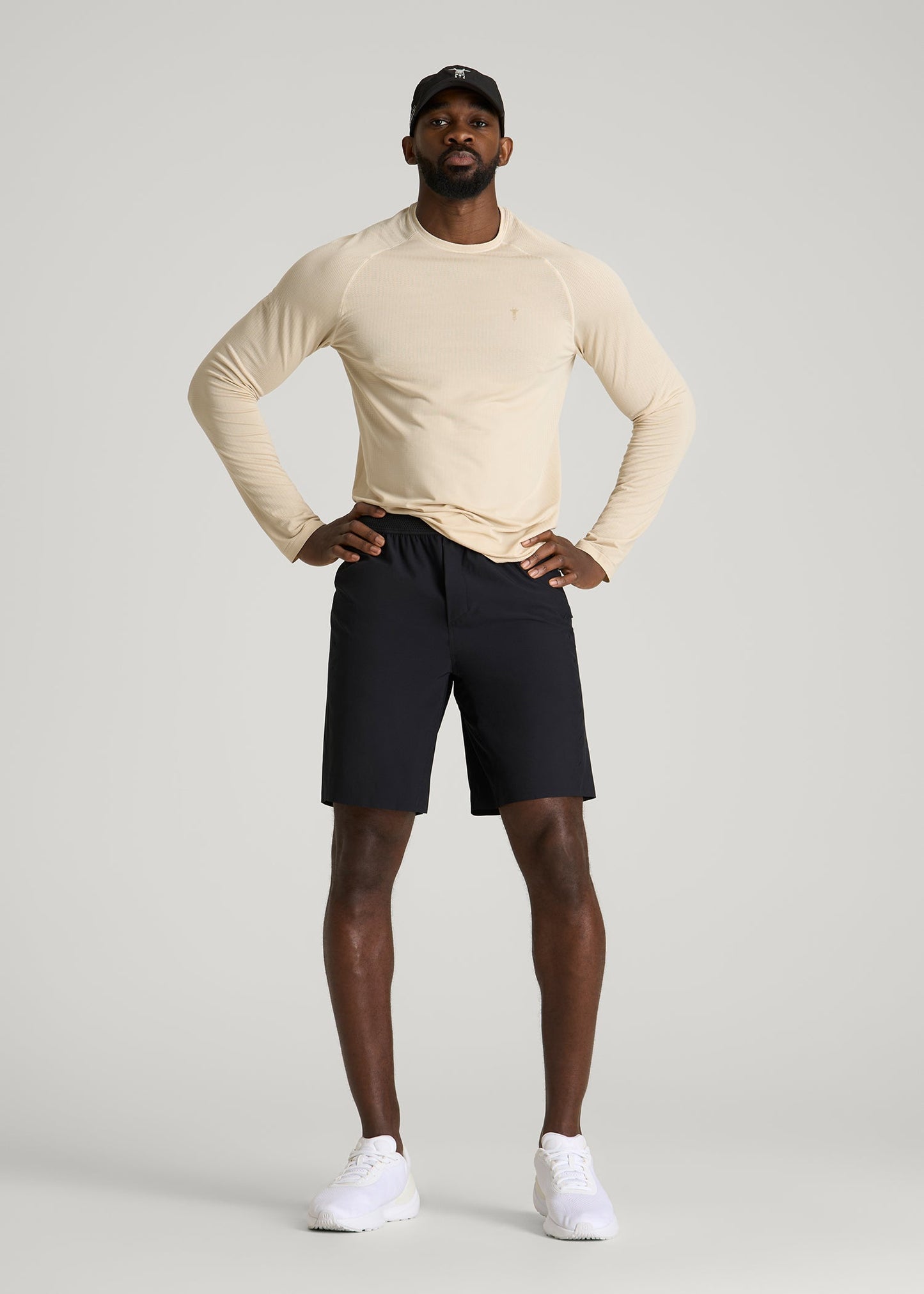 American Tall Men Featherweight Perforated Training Shorts for Tall Men in Black