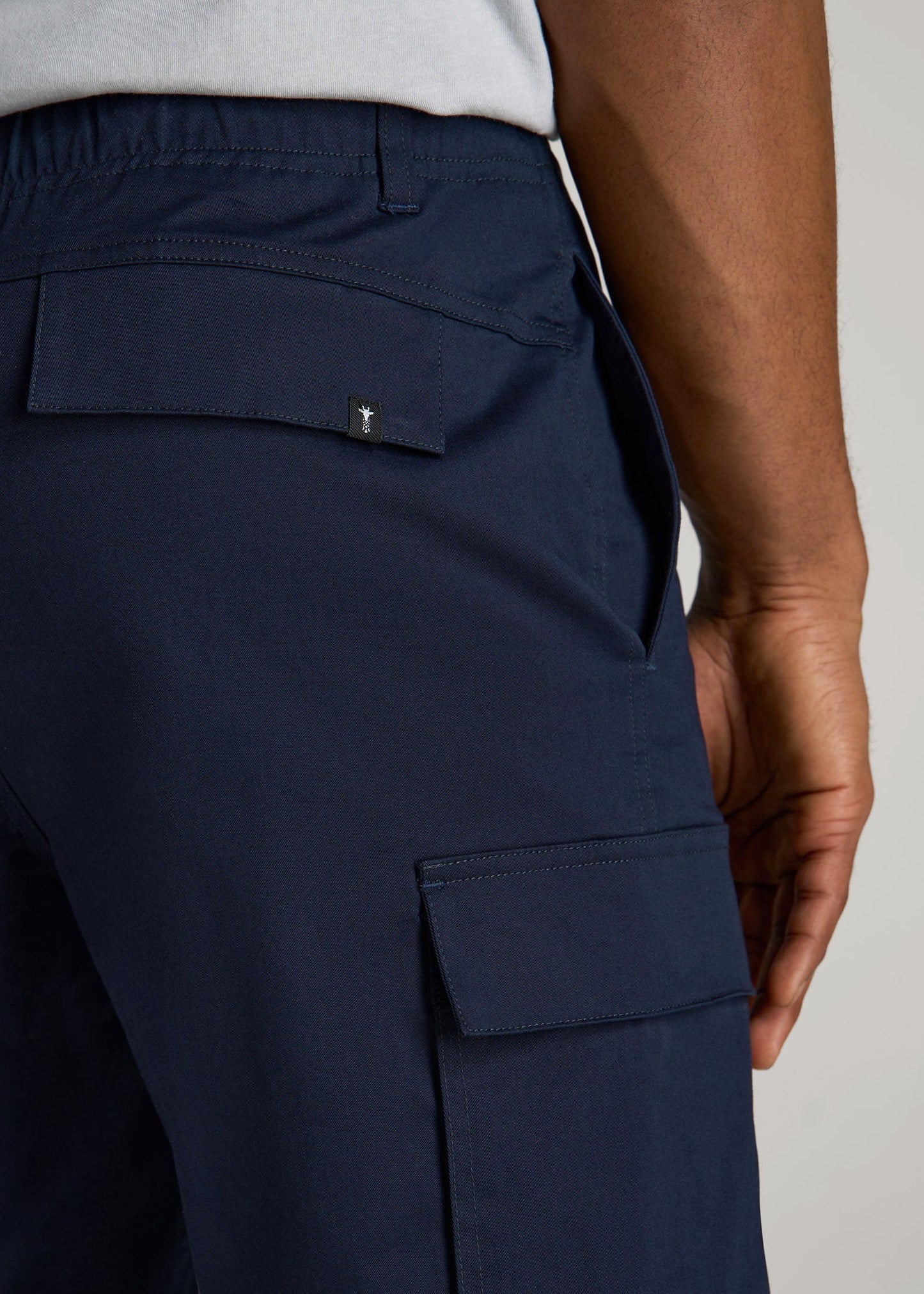 American Tall Men Stretch Twill Cargo Shorts for Tall Men in Evening Blue