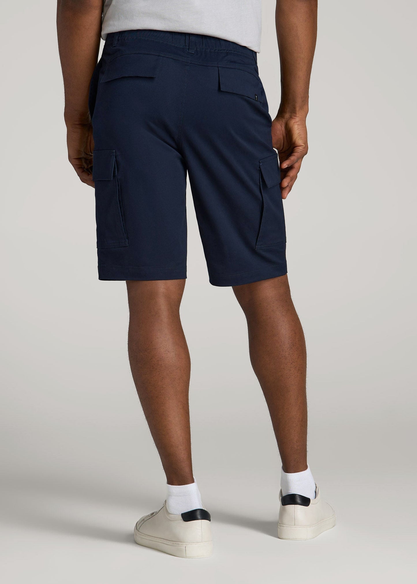 American Tall Men Stretch Twill Cargo Shorts for Tall Men in Evening Blue