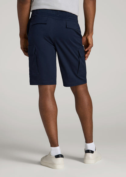 American Tall Men Stretch Twill Cargo Shorts for Tall Men in Evening Blue