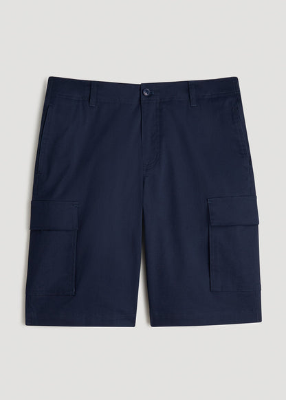 American Tall Men Stretch Twill Cargo Shorts for Tall Men in Evening Blue