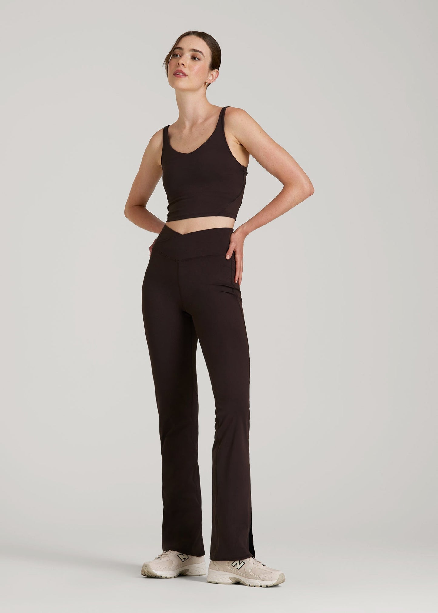 American Tall Men|Women Balance Split Flare Pants for Tall Women in Espresso