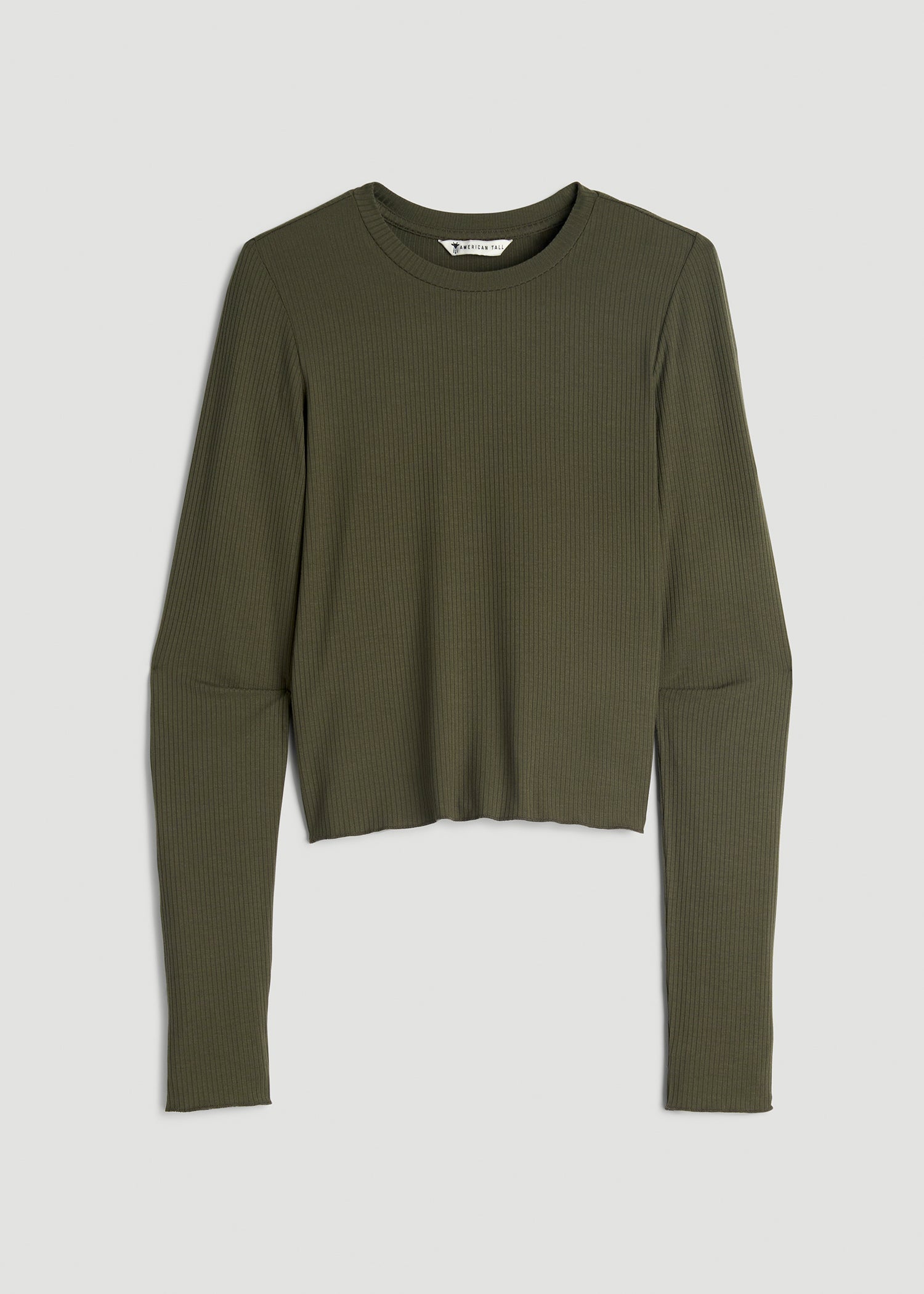 American Tall Men Lightweight Ribbed Cropped Lounge Shirt for Tall Women in Forest Night