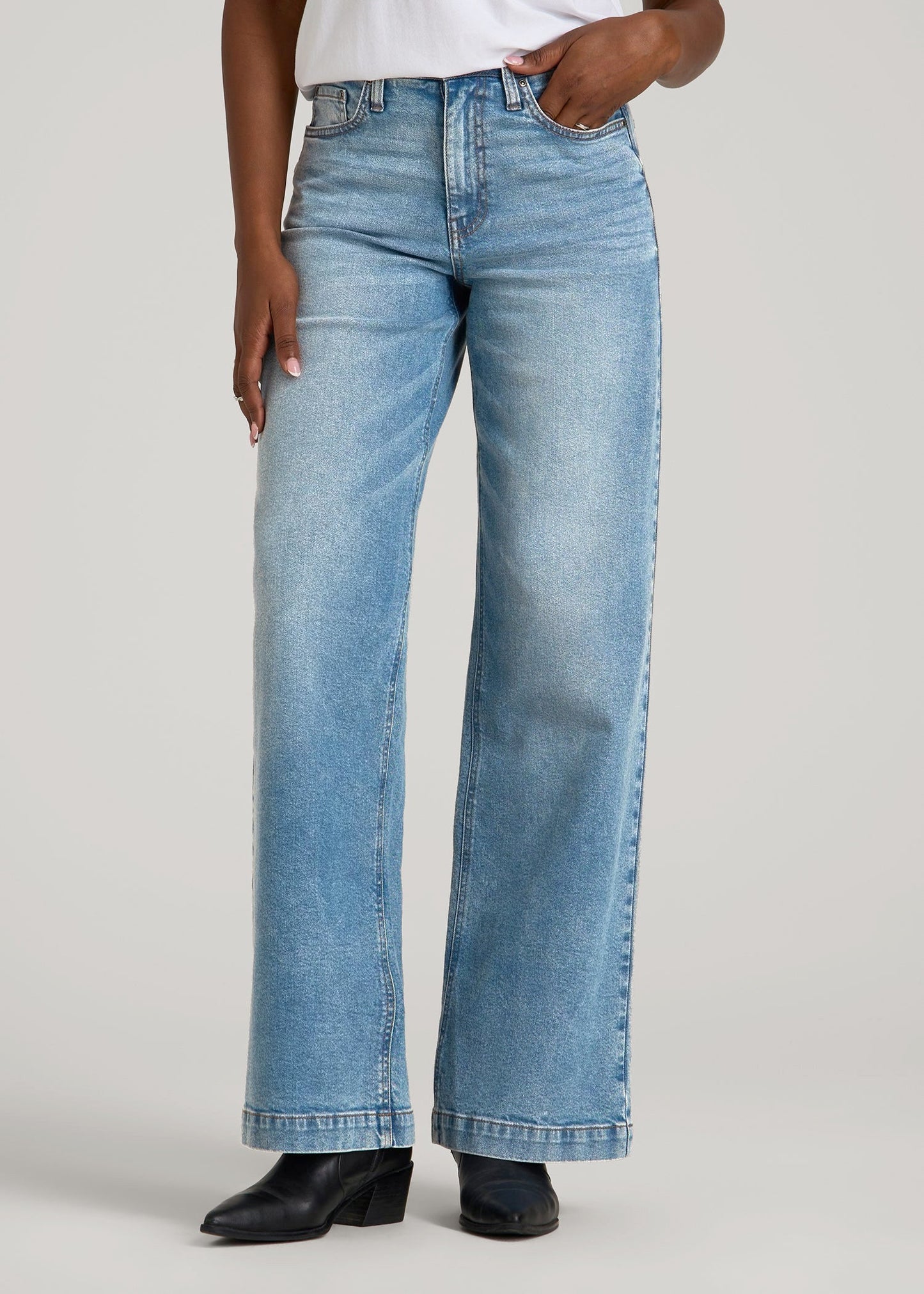 American Tall Men|Women Luna High-Rise Wide-Leg Jeans for Tall Women in Heritage Faded