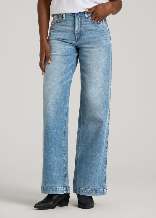 American Tall Men|Women Luna High-Rise Wide-Leg Jeans for Tall Women in Heritage Faded