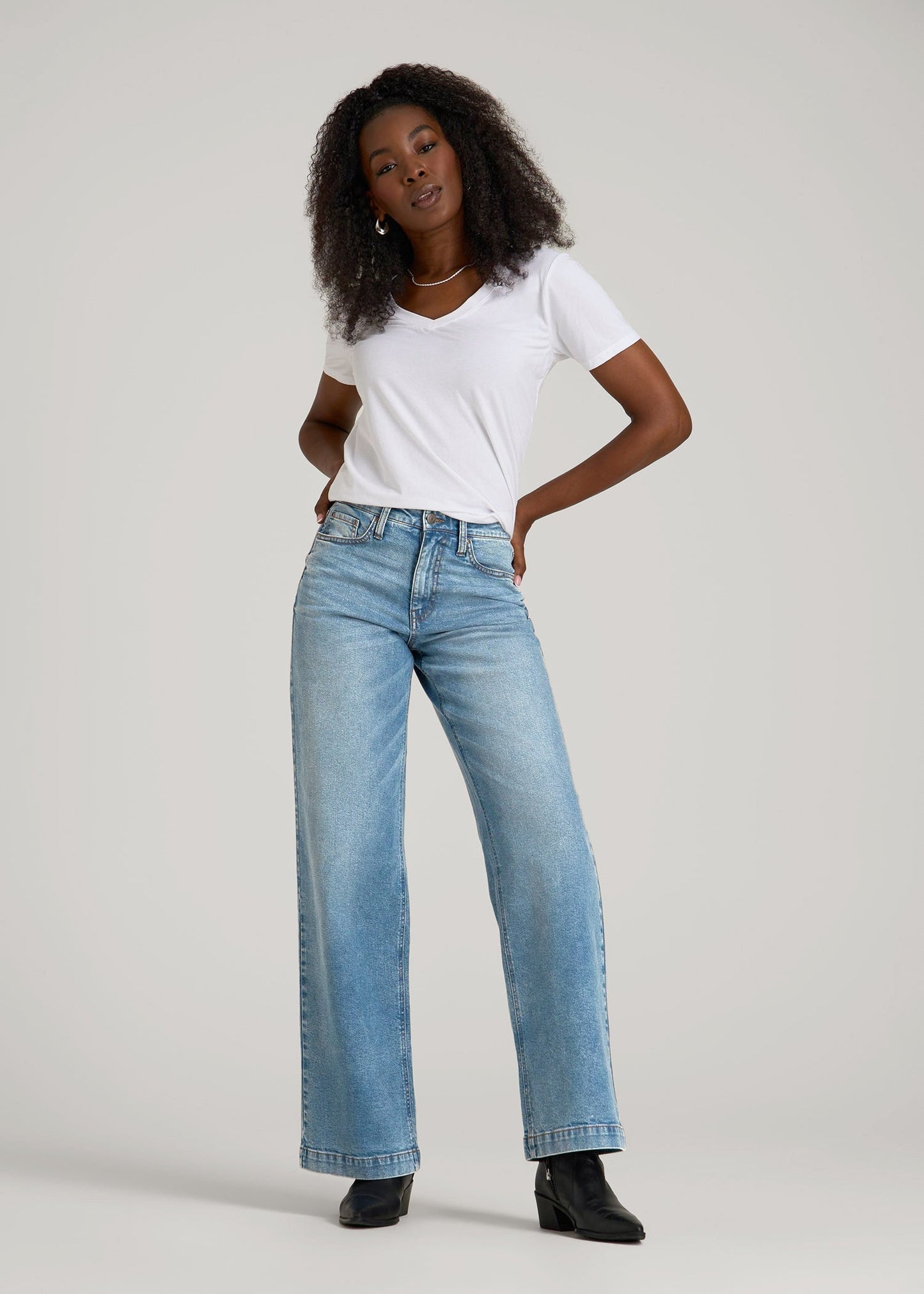 American Tall Men|Women Luna High-Rise Wide-Leg Jeans for Tall Women in Heritage Faded