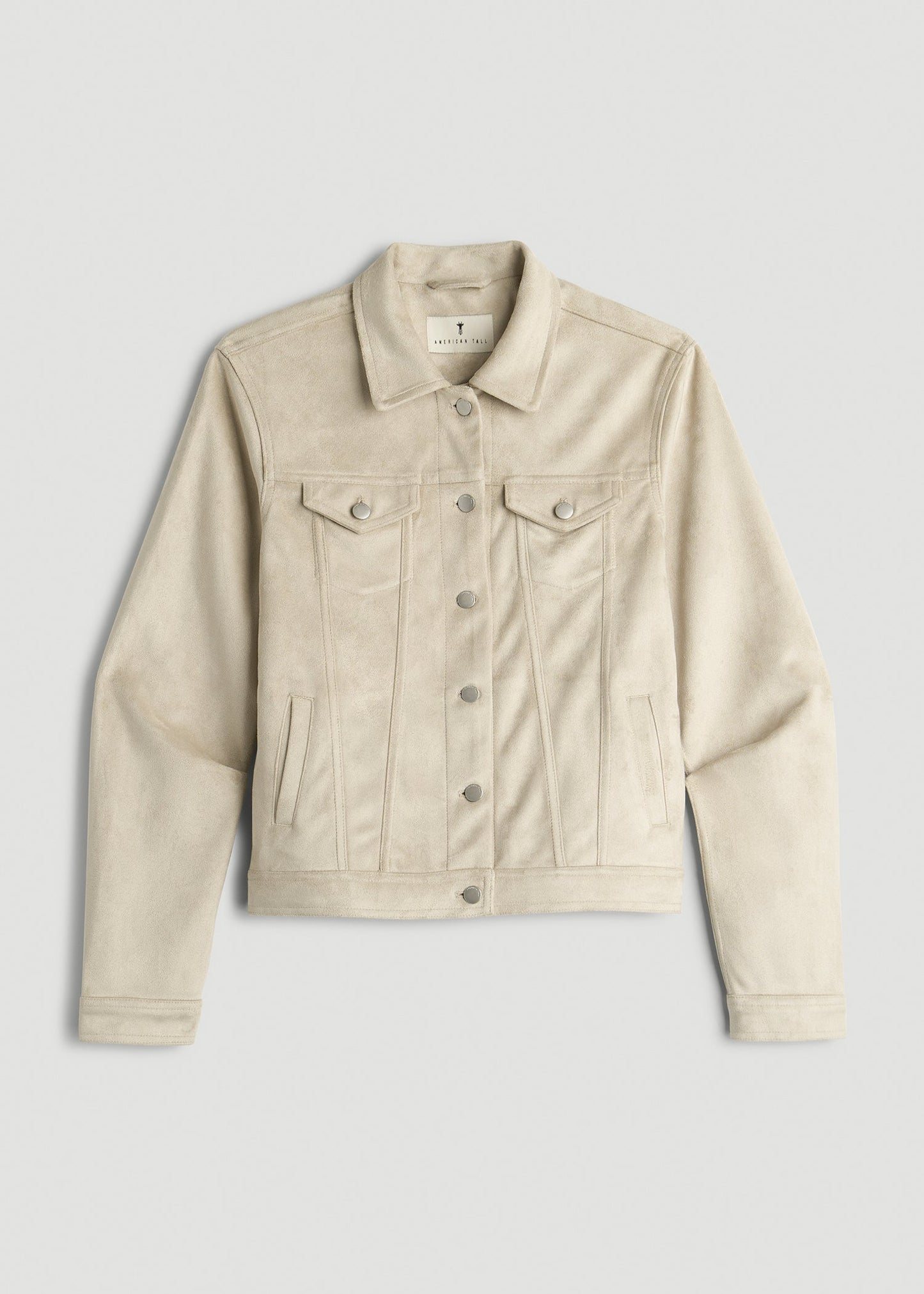 American Tall Men|Women True Touch Suede Trucker Jacket for Tall Women in Overcast