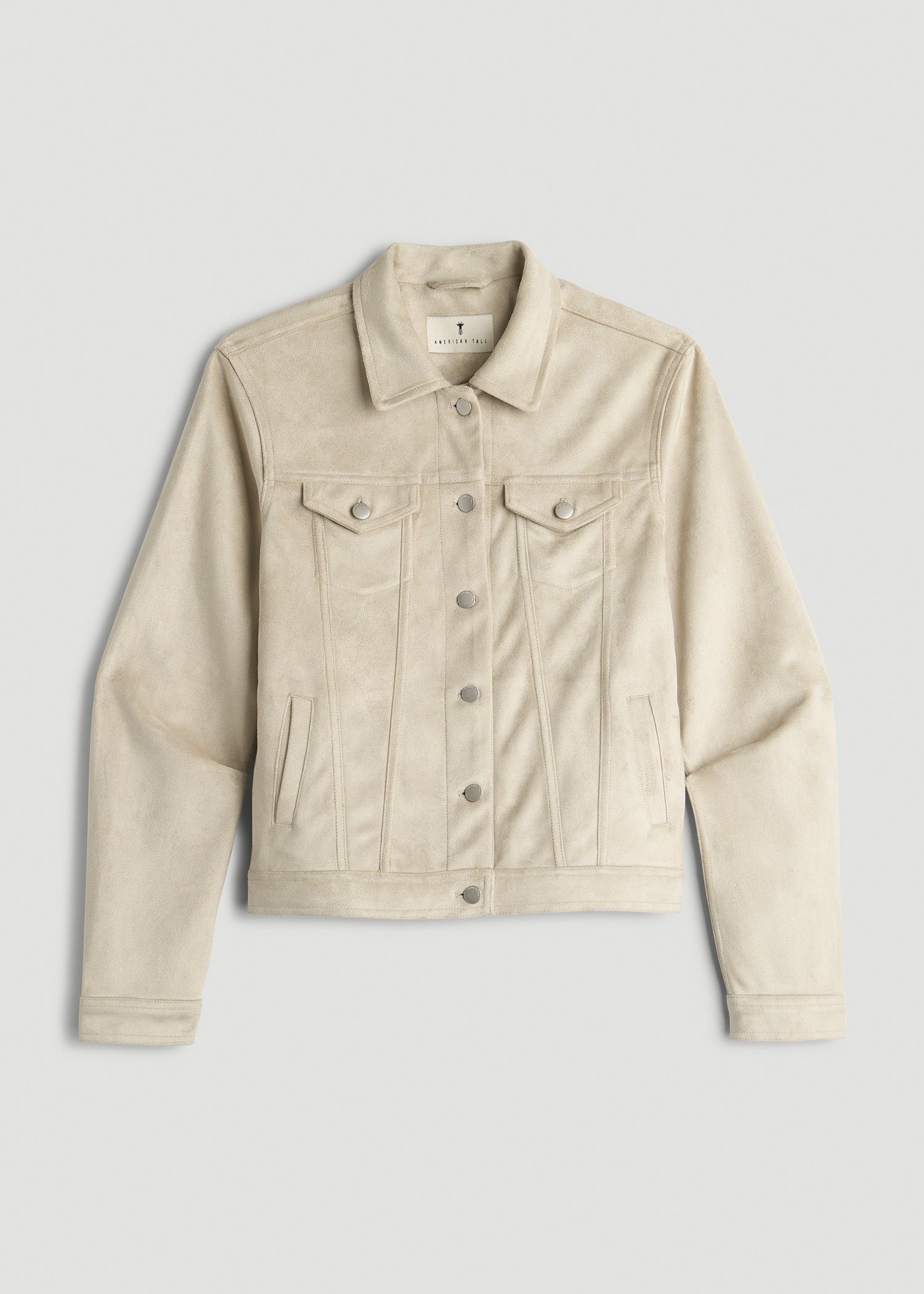 American Tall Men|Women True Touch Suede Trucker Jacket for Tall Women in Overcast