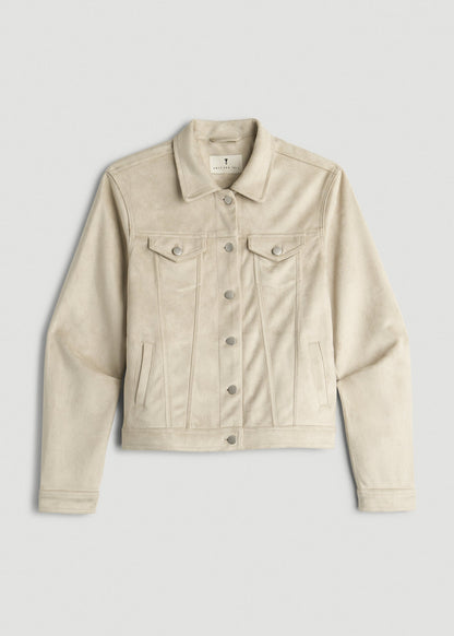 American Tall Men|Women True Touch Suede Trucker Jacket for Tall Women in Overcast