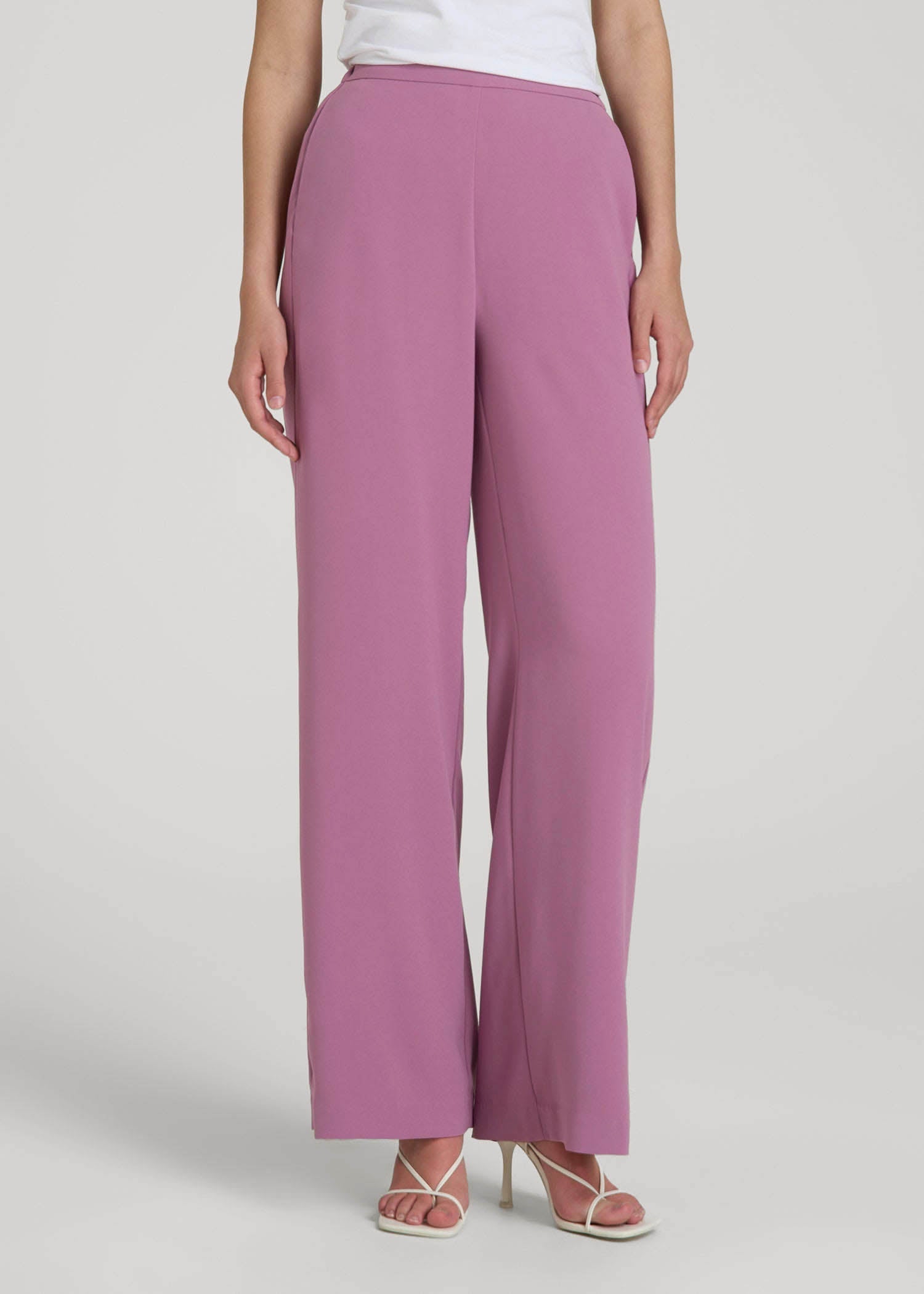 American Tall Men|Women Pull-On Crepe Ultra Wide Pants for Tall Women in Argyle Purple