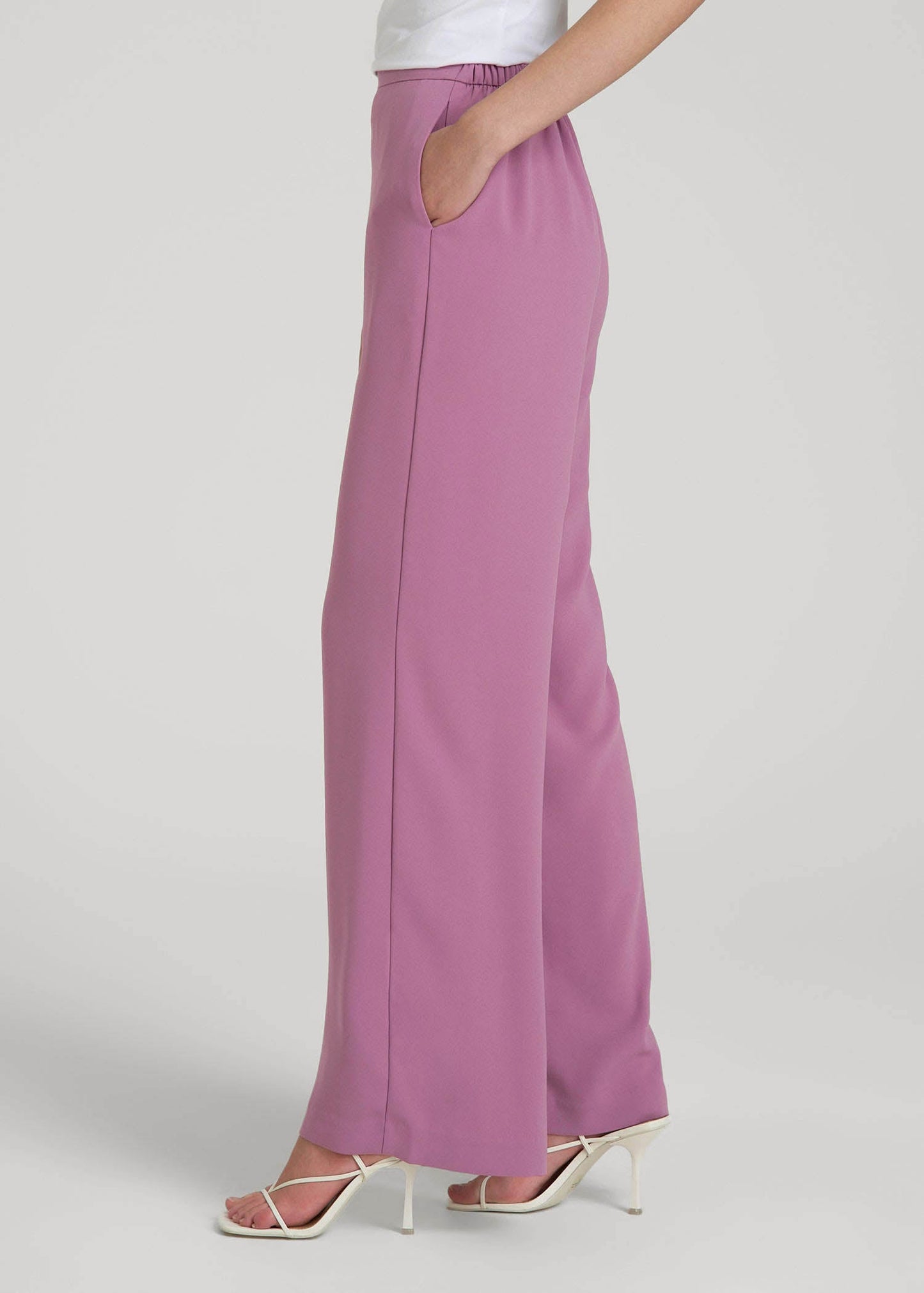 American Tall Men|Women Pull-On Crepe Ultra Wide Pants for Tall Women in Argyle Purple