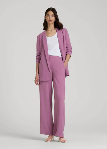 American Tall Men|Women Pull-On Crepe Ultra Wide Pants for Tall Women in Argyle Purple