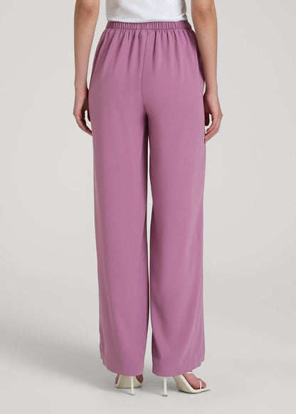 American Tall Men|Women Pull-On Crepe Ultra Wide Pants for Tall Women in Argyle Purple