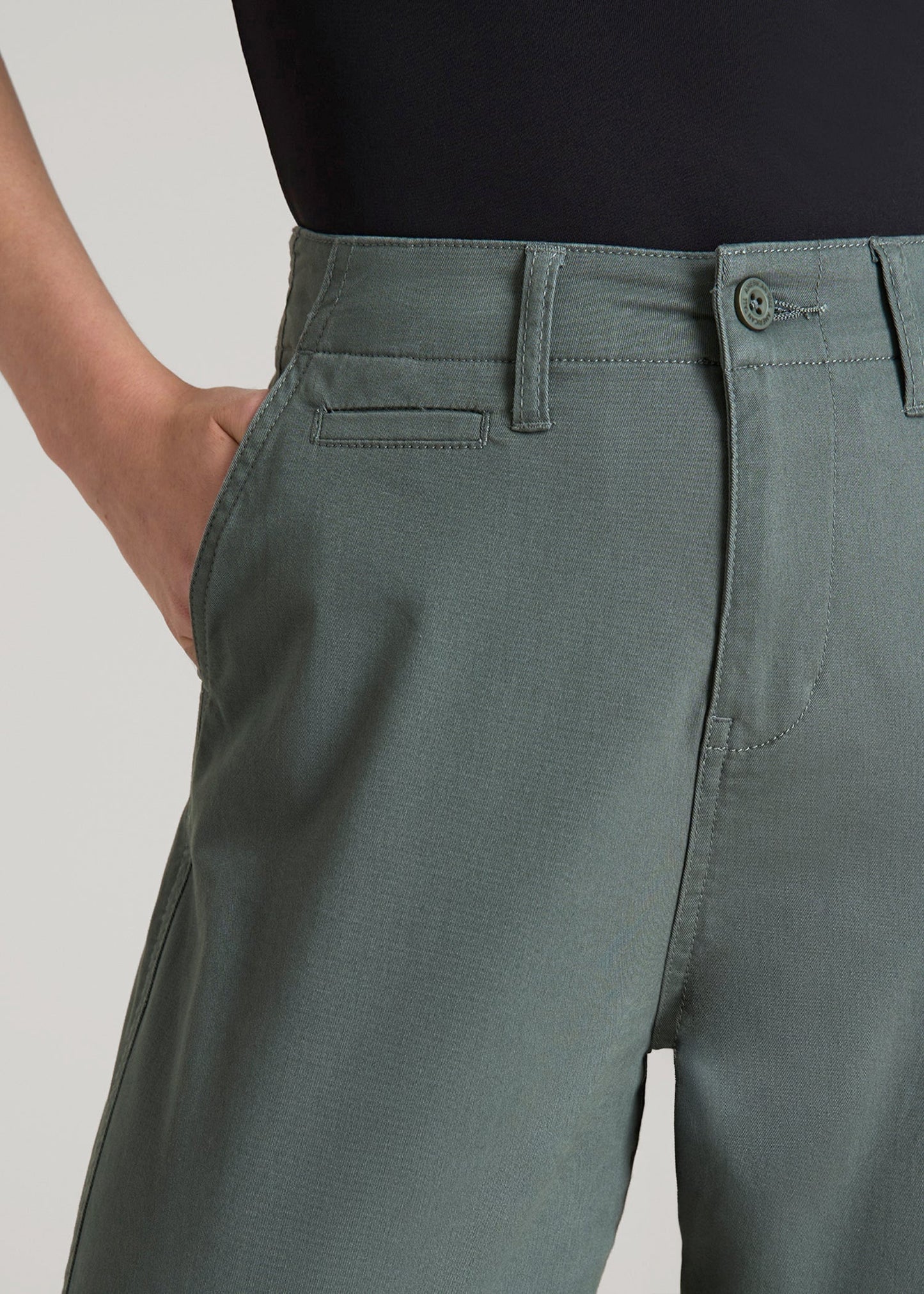 American Tall Men|Women High Rise Tapered Chino Pants for Tall Women in Balsam Green
