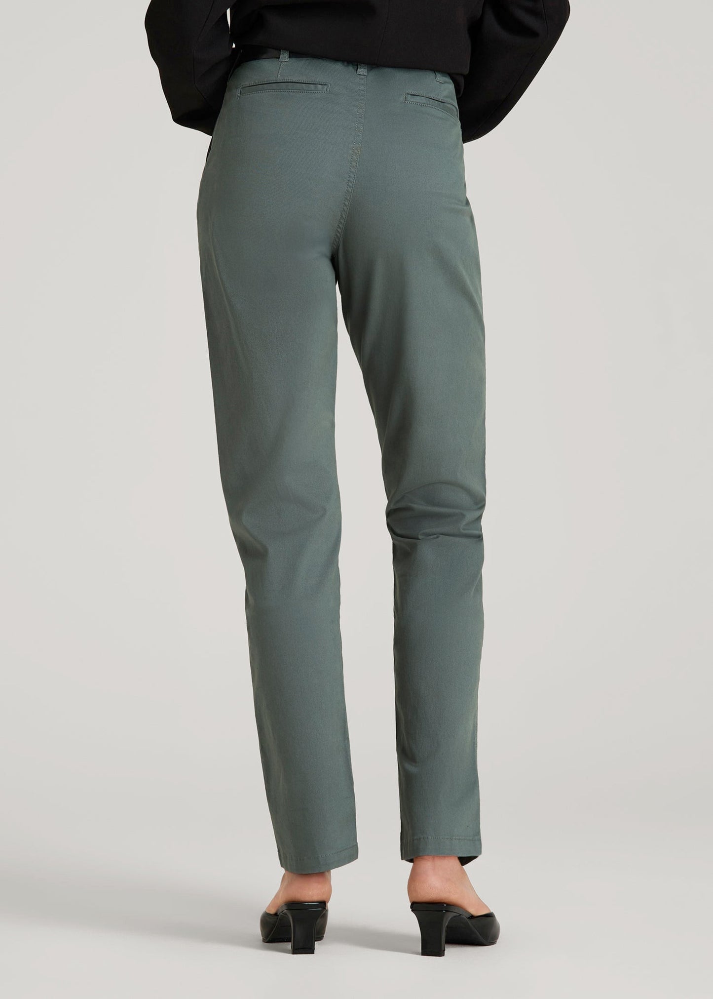 American Tall Men|Women High Rise Tapered Chino Pants for Tall Women in Balsam Green