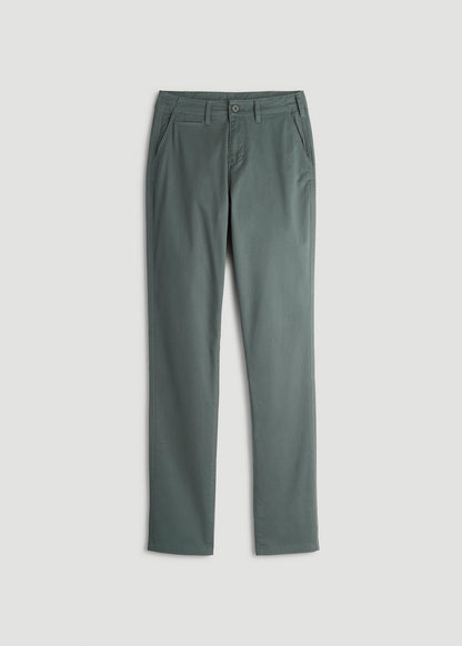 American Tall Men|Women High Rise Tapered Chino Pants for Tall Women in Balsam Green