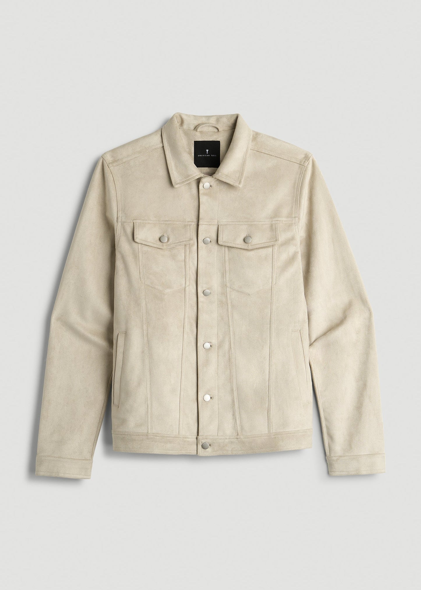 American Tall Men True Touch Suede Trucker Jacket for Tall Men in Overcast