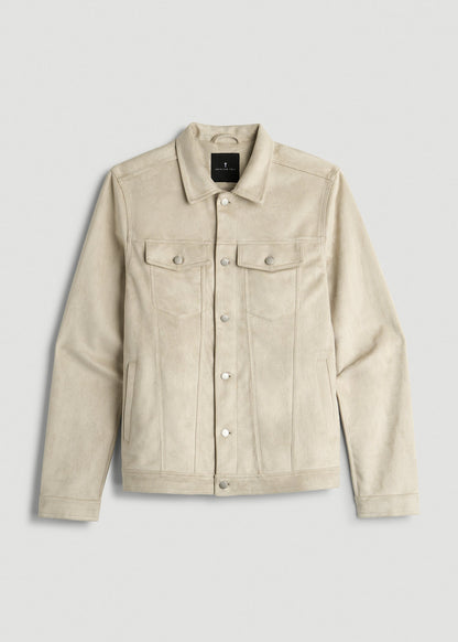 American Tall Men True Touch Suede Trucker Jacket for Tall Men in Overcast