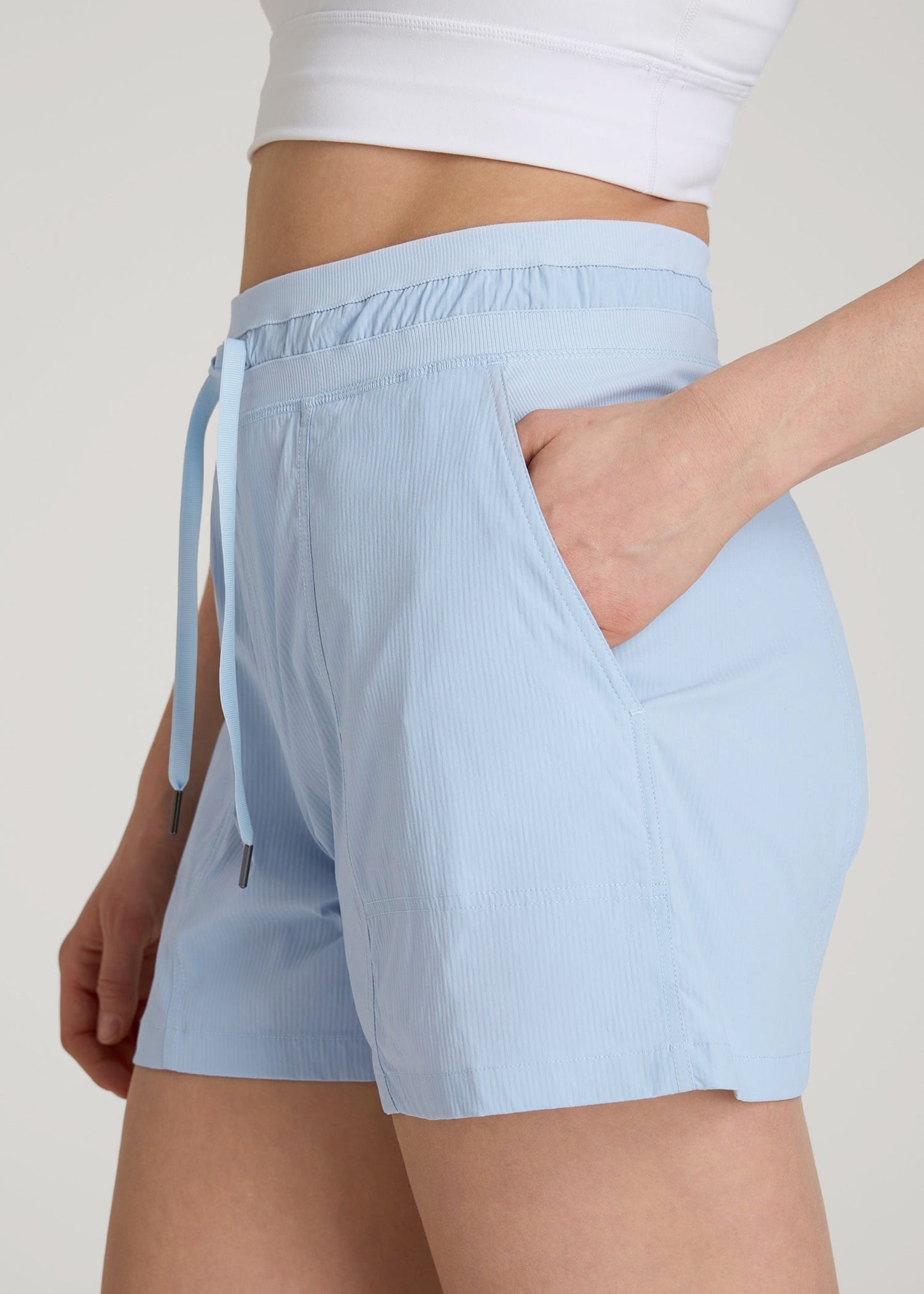 American Tall Men|Women High Rise After Practice Short for Tall Women in Ice Blue