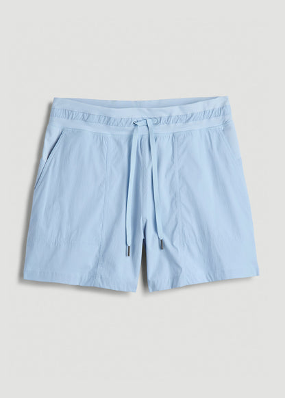 American Tall Men|Women High Rise After Practice Short for Tall Women in Ice Blue