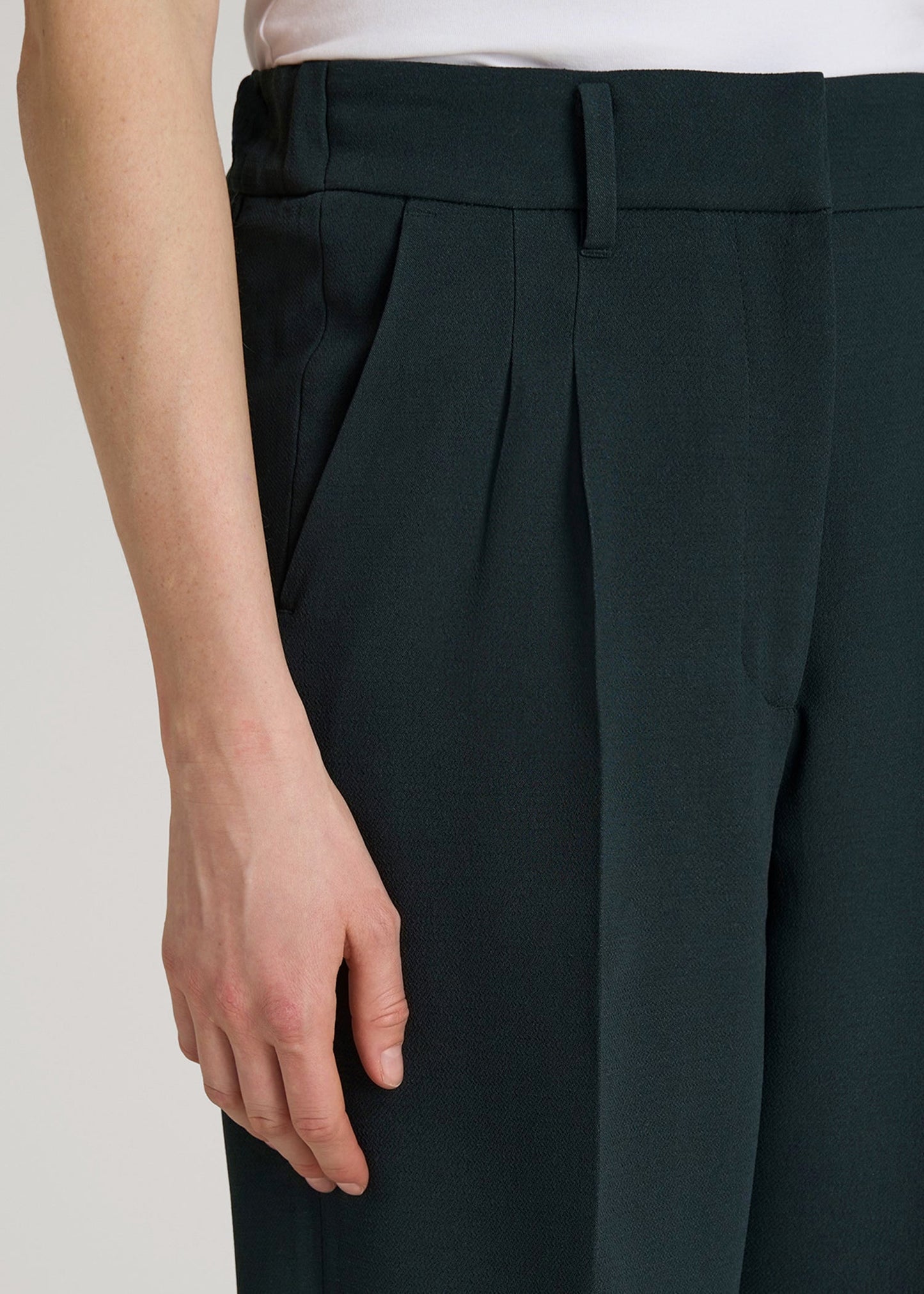 American Tall Men|Women Wide Leg Pleated Dress Pants 2.0 for Tall Women in Midnight Green