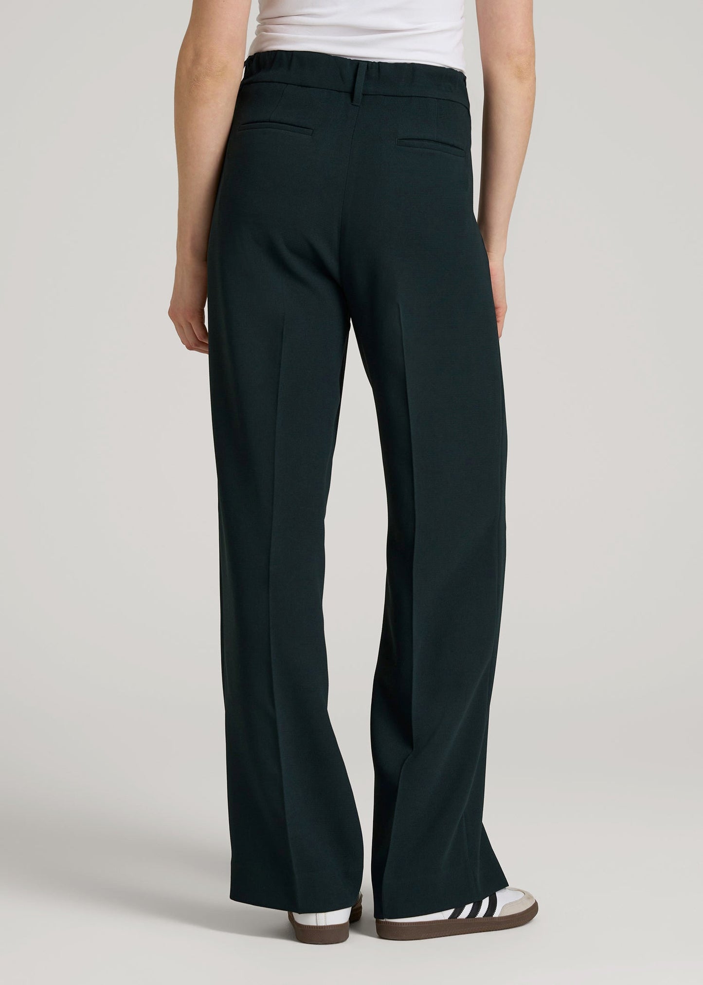 American Tall Men|Women Wide Leg Pleated Dress Pants 2.0 for Tall Women in Midnight Green