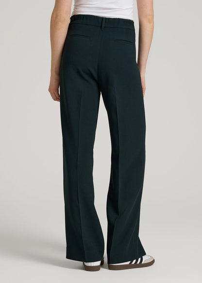 American Tall Men|Women Wide Leg Pleated Dress Pants 2.0 for Tall Women in Midnight Green