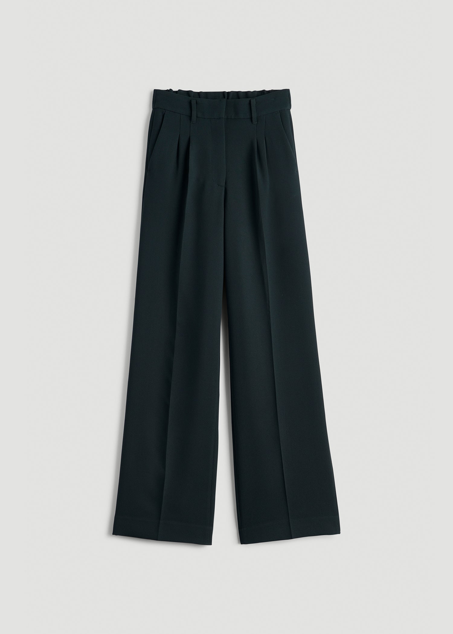American Tall Men|Women Wide Leg Pleated Dress Pants 2.0 for Tall Women in Midnight Green