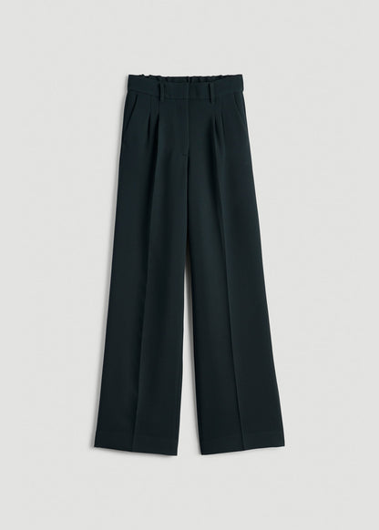 American Tall Men|Women Wide Leg Pleated Dress Pants 2.0 for Tall Women in Midnight Green