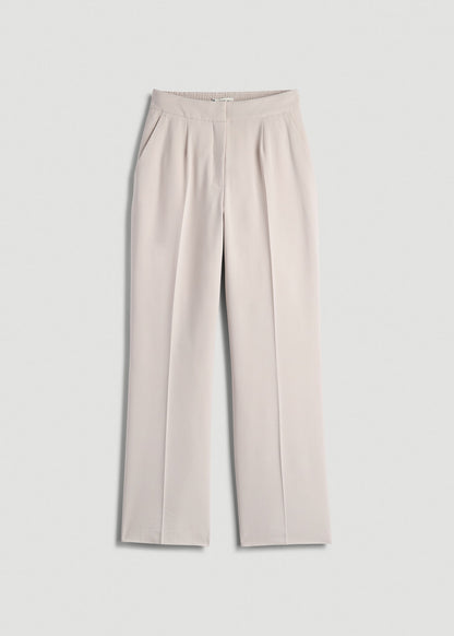 American Tall Men|Women Flat Front Wide Leg Dress Pants for Tall Women in Drywall Tan