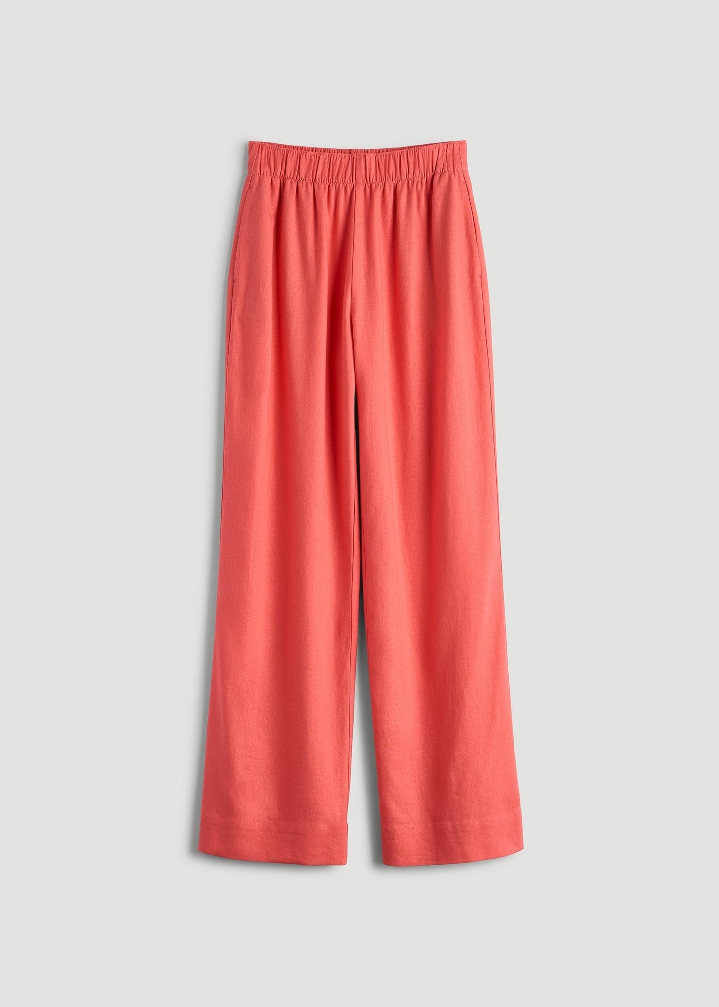 American Tall Men|Women Pull On Wide Leg Linen Pants for Tall Women in Sunset Coral