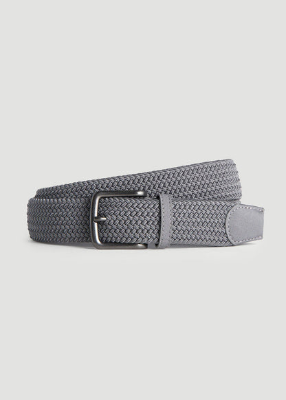 American Tall Men Stretch Woven Belt in Silvermist