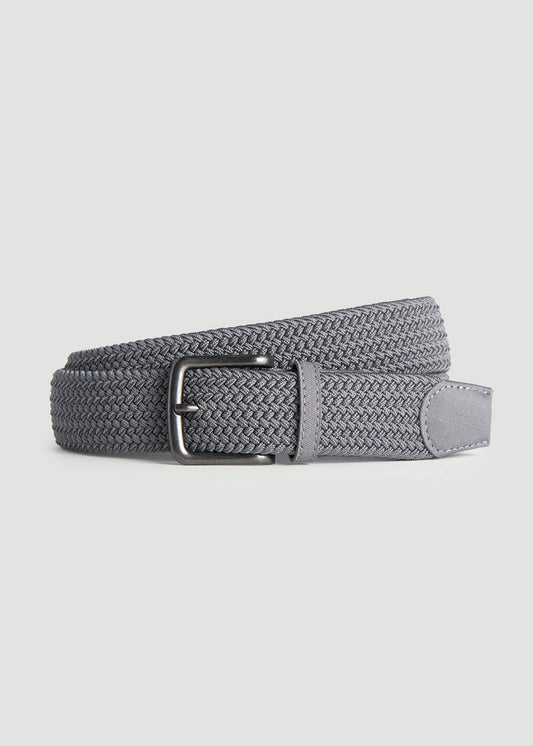 American Tall Men Stretch Woven Belt in Silvermist