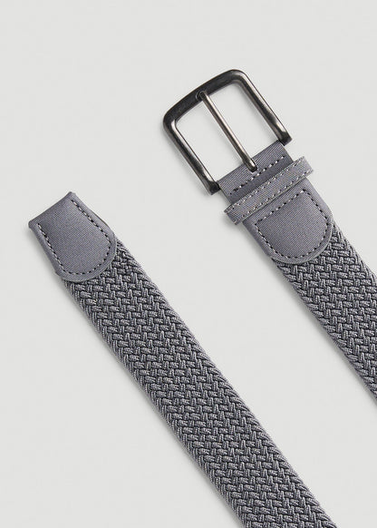 American Tall Men Stretch Woven Belt in Silvermist