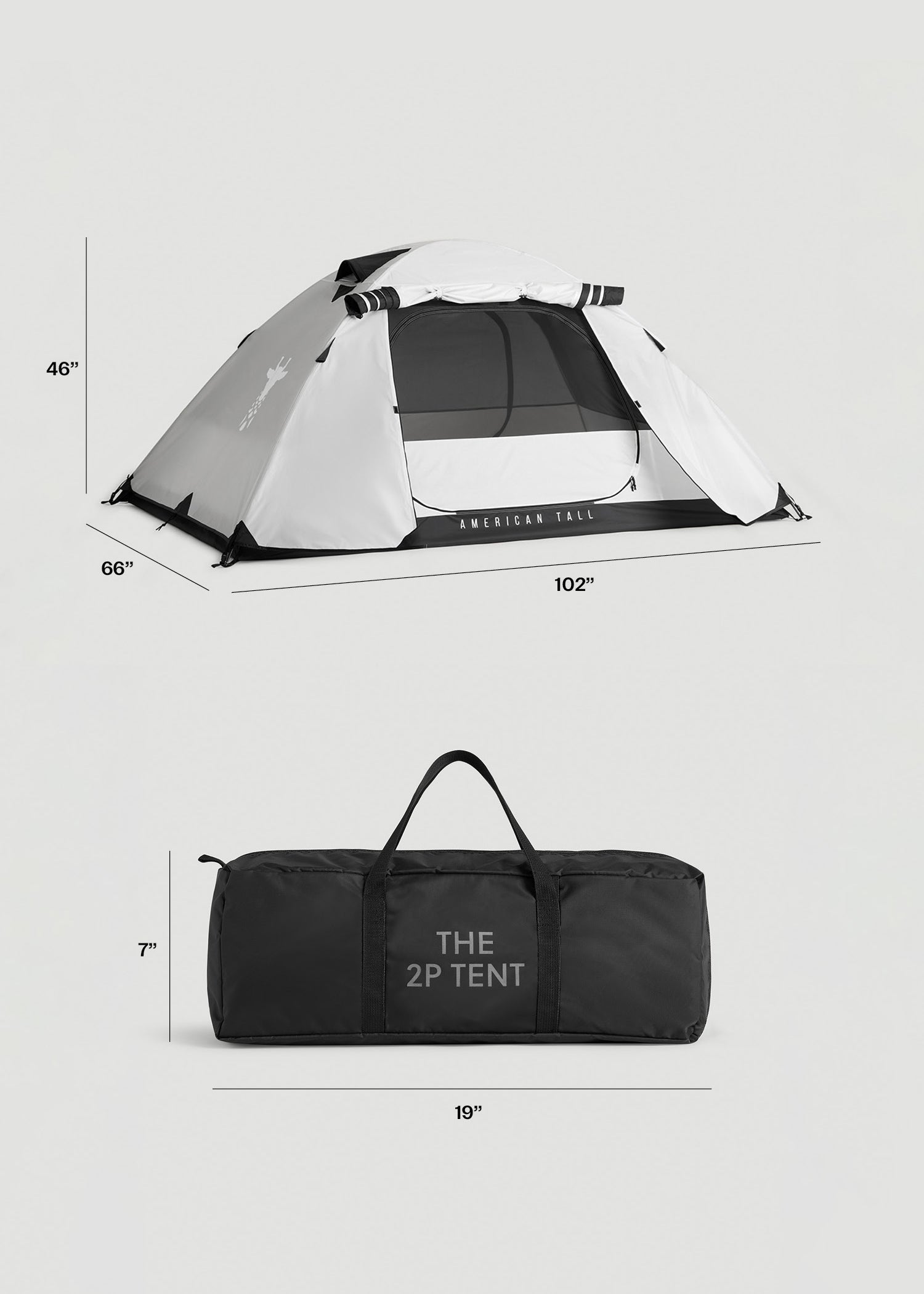 American Tall Men|Women Extra-Long 2-Person Tent for Tall People